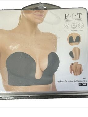 F.I.T Women's Backless Strapless Adhesive Bra 1-Pair Size D-Cup 4901